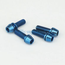 LOT 4 M5 x 16mm Blue TC4 GR5 Titanium Alloy Allen Hex Screw Taper Cone Head Bolts With Washer For Bicycle 2024 - buy cheap
