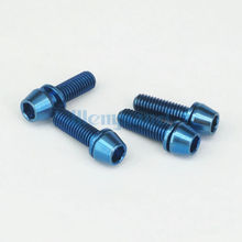 Lote de 4 pernos de cabeza cónica de aleación de titanio, M5 Allen, GR5 TC4, azul, hexagonal Tornillo x 16mm, con arandela para bicicleta 2024 - compra barato