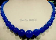 Natural 6-14mm Rould Blue Chalcedony Necklace Beads Hand Made Jewelry Making Natural Stone Rope Chain 18inch (Minimum Order1) 2024 - buy cheap