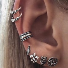 adolph Trendy 7pcs/sets Star Skull Owl Leaf Hoop Earring Women punk Vintage Statement Earrings Fashion Jewelry Female brincos 2024 - buy cheap