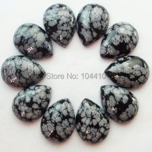 13x18mm New Snowflake Obsidian stone Teardrop CABs Cabochon Semi-precious Beads Back Flat Wholesale 2024 - buy cheap