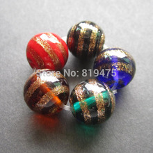 10Pcs 12mm Glass lampwork beads Bracelet  with gold strips Multi-color  for jewelry making Wholesale and Retail 2024 - buy cheap