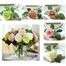 10 unids/lote de hermosas flores rosas artificiales de seda para decoración del hogar ramos de flores artificiales para boda (sin jarrón) 2024 - compra barato