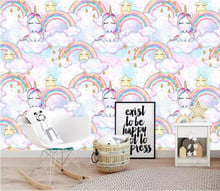 Papel tapiz de pared infantil personalizado, mural de unicornio arcoíris de fantasía para habitación de niños, sofá, TV, Fondo para decoración del hogar 2024 - compra barato