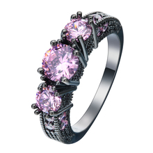 Pink love vintage black gun promise Rings new endurance fashion jewelry gift princess czech zircon Engagement Ring for women 2024 - buy cheap