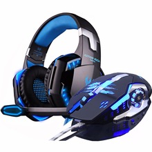 KOTION EACH Gaming Headphone Headset Deep Bass Stereo LED with microphone +Gaming Optical USB Mouse Pro Gamer Game Mice DPI gift 2024 - buy cheap