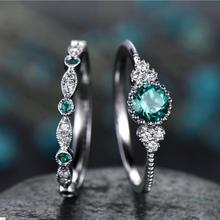 Trendy Lady Green Crystal Rings For Women Accessories Top Quality Silver Ring For Girls Jewelry Charm Lover Valentine's Day Gift 2024 - buy cheap