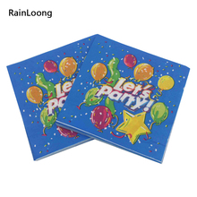 [Rainloong] guardanapo de papel para festa, evento de tecido, guardanapo azul, papel de decoração decoupage 33cm * 33cm, 1 pacote (20 tamanhos) 2024 - compre barato