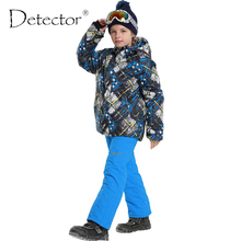 Detector de esquí para niños, ropa al aire libre, chaquetas con capucha + Pantalones de vendaje, trajes de snowboard para bebés, conjuntos de abrigo de invierno, novedad 2024 - compra barato