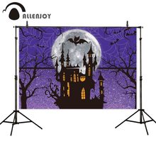 Allenjoy Хэллоуин фотографический фон черный замок полнолуние ночь летучая мышь блеск фотосессия реквизит фотобудка для фотосессии 2024 - купить недорого