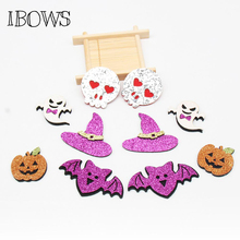 IBOWS 10pcs Pumpkin Patches Glitter Felt Stickers Halloween Cloth Decoration for Children Crafts Materials DIY Hair Accessories 2024 - buy cheap