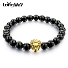 LongWay Beads Bracelet Natural Stone Gold Color Lion Rope Chain Bracelet Pulseras Hombre Women Men Jewelry SBR160001103 2024 - buy cheap