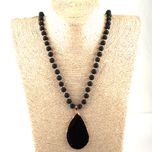 Drop Shipping 80cm Fashion Black Lava Stones Drop Pendant Necklaces For Ethnic Necklace 2024 - buy cheap