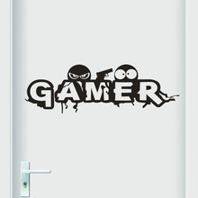 Carved Gamer Wall sticker Vinyl Mural Wallpaper For Kids Room Decoration Decals boys Gaming poster Decor door Sticker home decor 2024 - buy cheap