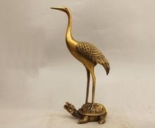 11"  China Copper crowned Crane Ride Dragon Turtle Palace Decor Statue 2024 - buy cheap