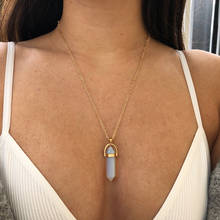 Vienkim Bohemia Trendy Opal Stone Necklaces for Women Chain Fashion Natural Crystal Pendant Necklace Statement Jewelry Boho Gift 2024 - buy cheap