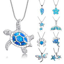 Women 1PC Wedding Filled New Hot Pendant Necklace Beautiful Ocean Beach  Blue Opal Sea Turtle Animal Charm Jewelry Gift 2024 - buy cheap