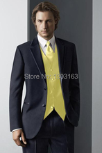 2016Suits Navy Blue Groom Tuxedos Notch Lapel Groomsmen Men Wedding Suits(Jacket+Pants+Tie+Vest) 2024 - buy cheap