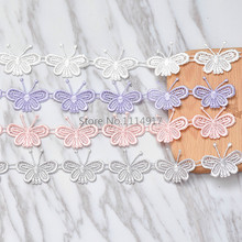 Colorful Water-soulble Butterfly Flower Embroidered Lace Trim,Lace Fabric Handmade DIY Accessories 5M/lot 2024 - buy cheap