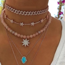 38cm rose gold color full cz miami cuban link chain sparking bling women hip hop bling choker chain necklace 2024 - buy cheap