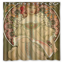 New 180 x 180cm Alphonse Mucha Painting Print Waterproof Fabric Bathroom Shower Curtain With Curtain Hooks Rings Free Shipping 2024 - buy cheap