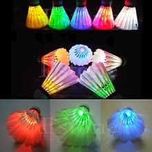 New 4pcs/set Dark Night Colorful LED Badminton Shuttlecock Birdies Lighting Feather value Drop Ship 2024 - buy cheap