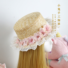 Мягкая соломенная шляпа в стиле Лолиты, милая соломенная туристическая шляпа, модельная одежда для родителей и детей, шляпа для сада, маленькая шляпа принцессы 2024 - купить недорого
