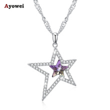 Ayowei-colgante de Plata de Ley 925 con forma de estrella, diseño de circonita rosa, joyería para mujer SP69 2024 - compra barato