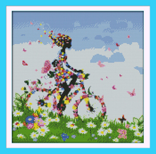 Kit de ponto cruz flor fada (2) de desenho animado 14ct 11ct de contagem impressão bordado de tela artesanal faça você mesmo 2024 - compre barato