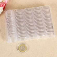 Cápsulas redondas de moedas de plástico, caixa protetora de moedas para recipientes, caixa de armazenamento de moedas 27mm, 100 peças 2024 - compre barato