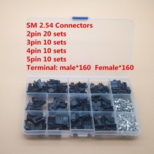 50sets sm connector 2.54mm 2p 3p 4pin 5 pin connector with housing pin header male female terminal wire connector 2024 - buy cheap