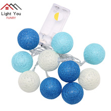 Bola de algodón de Color decorativa, cadena de luz para Navidad, boda, bola de color, batería, 10LED1.2 m 2024 - compra barato