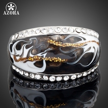 AZORA-Anillo de diseño blanco y dorado de Stellux, cristal austriaco, negro y blanco, TR0013 2024 - compra barato