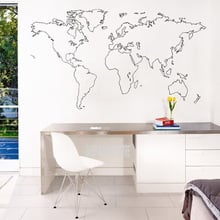 Outlined World Map Vinyl Wall Sticker Wall Sticker World Map For House Living Room Decoration Decal  Bedroom Decor Art Mural C44 2024 - buy cheap