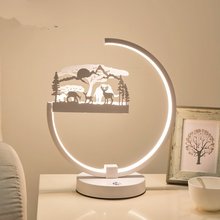 Luminária de mesa criativa, estilo nórdico, luminária de mesa circular, vários padrões, luzes para livros, para sala de estar, estudo, escritório, cama de cabeceira, luzes de lua 2024 - compre barato