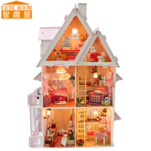 Assemble DIY Doll House Toy Wooden Miniatura Doll Houses Miniature Dollhouse toys With Furniture LED Lights Birthday Gift X001 2024 - buy cheap