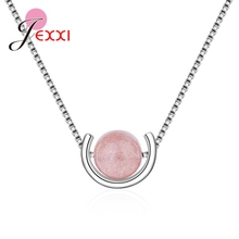 Collar con colgante de Planeta de estilo Simple para mujer, joyería de plata de ley 925, abalorio, regalo romántico, cuentas de vidrio rosa 2024 - compra barato