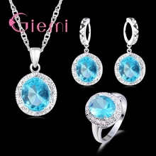 Latest Luxury Necklace+Earring+Ring Jewelry Sets 925 Sterling Silver  with AAA++ CZ Crystal Wedding Engagment Gift 2024 - buy cheap