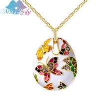 Miss Lady New Fashion Alloy Enamel Necklace Jewelry Beautiful Butterfly Insect Necklace Pendant For Women Party MLYT3704 2024 - buy cheap