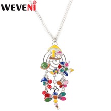 WEVENI Statement Dragonfly Butterfly Flower Necklace Pendants Chain Collar Fashion Natural Jewelry For Women Girl Wholesale Gift 2024 - buy cheap