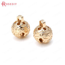 6PCS 8MM 10MM 12MM 24K Champagne Gold Color Plated Brass Carving Bell Beads Charms High Quality Diy Jewelry Accessories 2024 - buy cheap