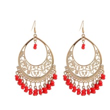2017 Promotion Women Summer Jewelry Vintage Crystal Brinco Red Seed Beads Jewelry Earings Tassel Laminated Drop Earrings Fashion 2024 - buy cheap