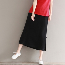 Women Cotton Linen Skirts 2022 Autumn New Casual Elastic Waist casual Vintage Women Skirt  skirt    2024 - buy cheap
