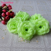 10pcs Green silk 8cm Rose fake Flower Head Wedding home Christmas Decoration diy wreath Craft Ornaments Artificial Flowers 2024 - buy cheap