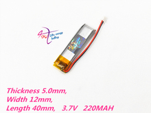 Jst-bateria de polímero de lítio recarregável, 1.5mm, 3.7v, 220mah, 2 pinos, 501240 para mp3, gps, psp, bluetooth, headphone, relógio inteligente 2024 - compre barato