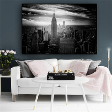 Pintura en lienzo de edificios de Nueva York para sala de estar, carteles e impresiones, arte de pared, imagen, color blanco y negro, 100x150cm 2024 - compra barato