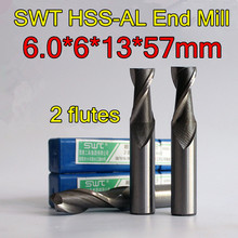 6.0*6*13*57mm  10pcs/set 6mm petiole 2 flutes SWT HSS-AL End Mill Milling machine tool  Free shipping 2024 - buy cheap