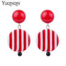 Vintage New Fashion Resin Long Big Drop Earrings for Women Round Geometric Stripe Acrylic Earring For Girls Wedding Gift Jewelry 2024 - buy cheap