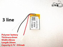 5pcs/lot 3 line Good Qulity 3.7V,350mAH,602030 Polymer lithium ion / Li-ion battery for TOY,POWER BANK,GPS,mp3,mp4 2024 - buy cheap