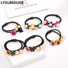 4Pcs/Lot Korean Fashion Hair Accessories Flower Elastic Hair Bands Pearl Headband Floral Rubber Band Cute New Scrunchy Headdress 2024 - buy cheap